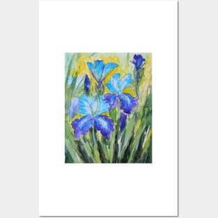 Blue irises Watercolor Painting Posters and Art